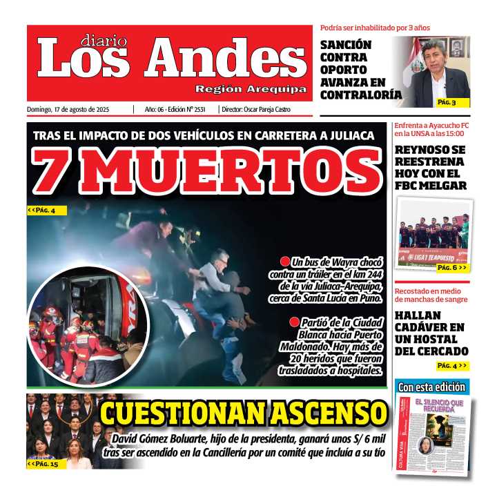 AREQUIPA: Diario Los Andes 17/08/2025