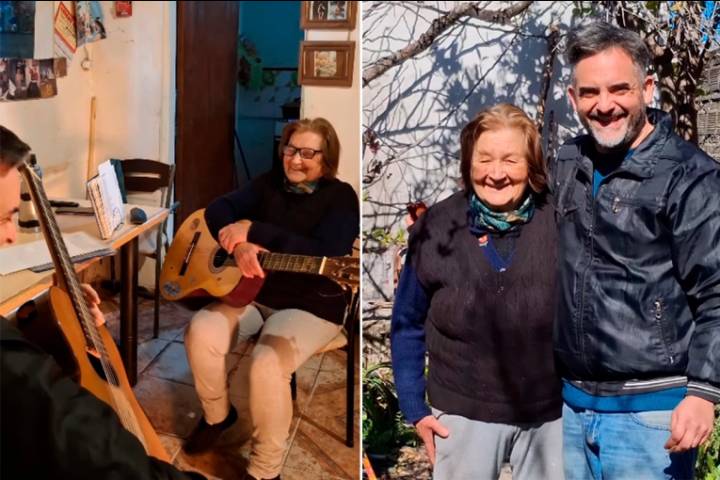 Con su alumna de 91 años, un profe de guitarra afirma que “nunca es tarde para aprender”