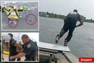 NYPD bodycam shows fearless cops plunging into water after alleged car thief