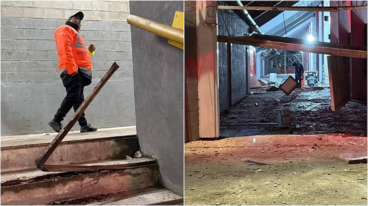 Así quedó la cancha de Independiente tras los salvajes incidentes: destrozos, cuchillos, piedras y sangre