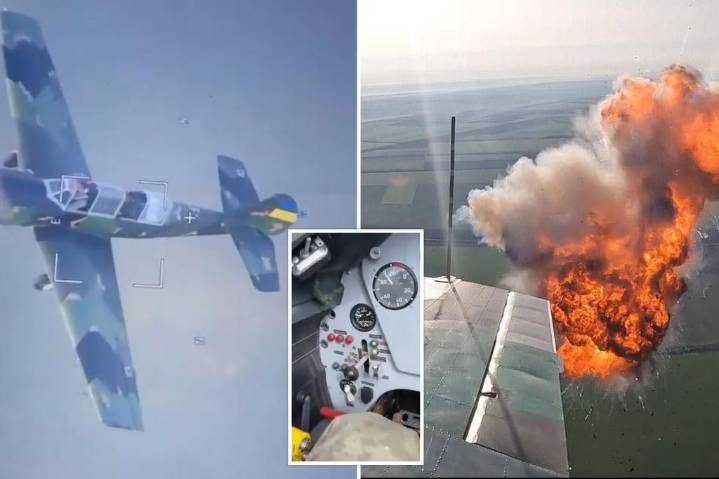 Rifle-toting Ukrainians hunt Russian drones from prop planes
