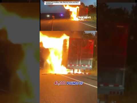 FLAME-GRILLED: Truck hauling 20 tons of ribeye engulfed in fire