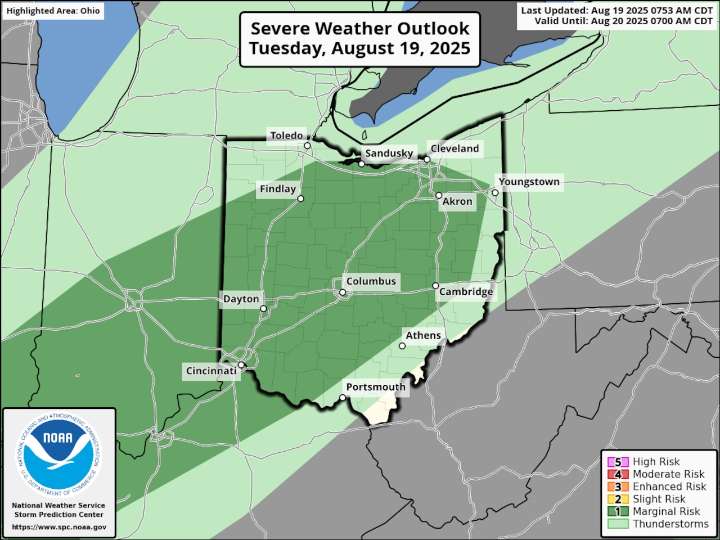 Thunderstorms could bring downpours, strong wind gusts to NE Ohio Tuesday