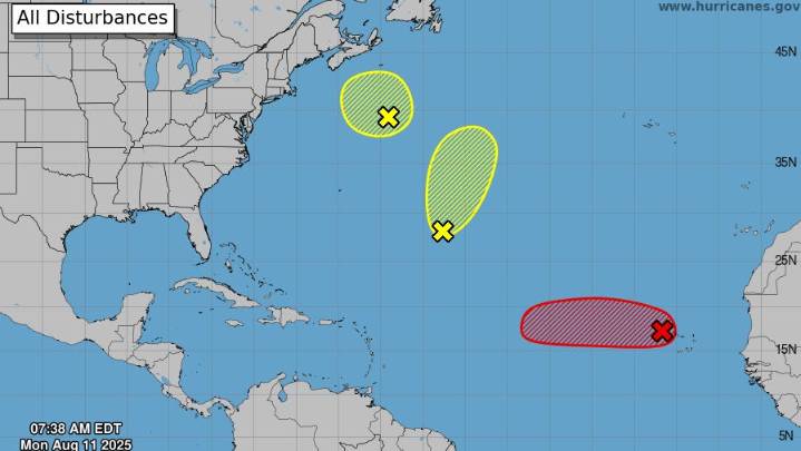 NOAA tracking Invest 97L: Tropical Storm Erin possible later today.
