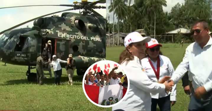 Dina Boluarte llegó al distrito de Santa Rosa en Loreto: Presidenta fue recibida por autoridades locales