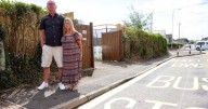 Couple fume as school bus stop installed at end of their drive