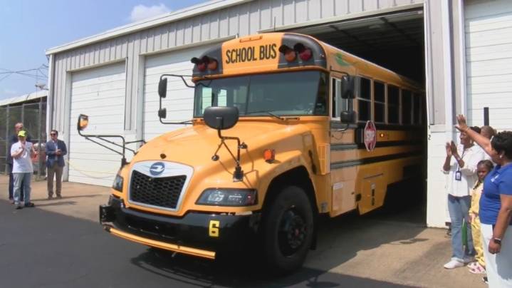 Little Rock School District unveils largest electric school bus fleet in the state