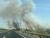 Los bomberos combaten un nuevo incendio en el paraje El Corchito, en Bonares