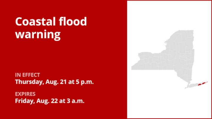 NY weather: Suffolk County placed under a coastal flood warning Thursday and Friday