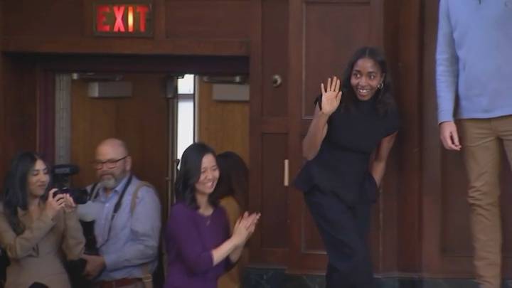 Ayo Edebiri, Boston Latin alum, visits students with Mayor Wu