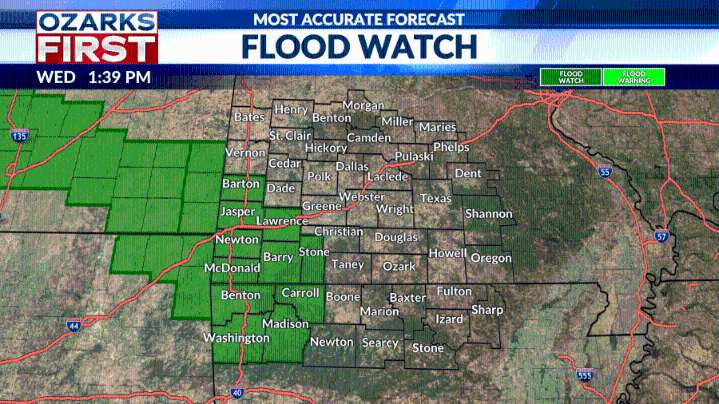Flood watch in effect for SW Missouri & NW Arkansas