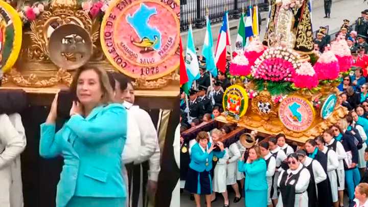 Dina Boluarte carga anda de Santa Rosa de Lima en plena procesión
