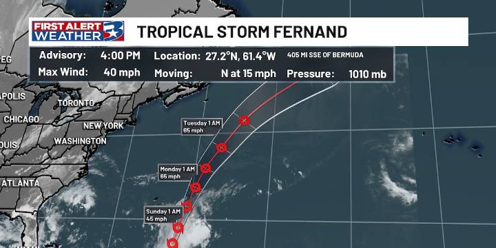 Tropical Storm Fernand forms in the Atlantic Ocean