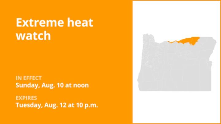 Extreme heat watch in place for Oregon from Sunday to Tuesday