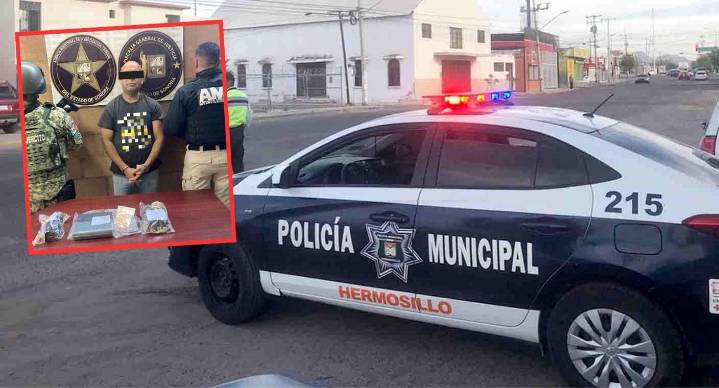 Detienen a hombre con droga en Hermosillo a través de operativo de videovigilancia