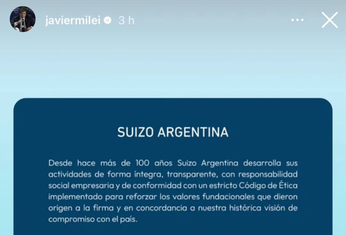 Presuntas coimas. Milei compartió un comunicado de la droguería Suizo Argentina en medio del escándalo por los audios