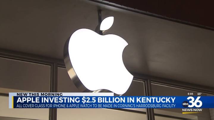 Apple to invest $2.5 billion in Kentucky plant for iPhone, Apple Watch glass production