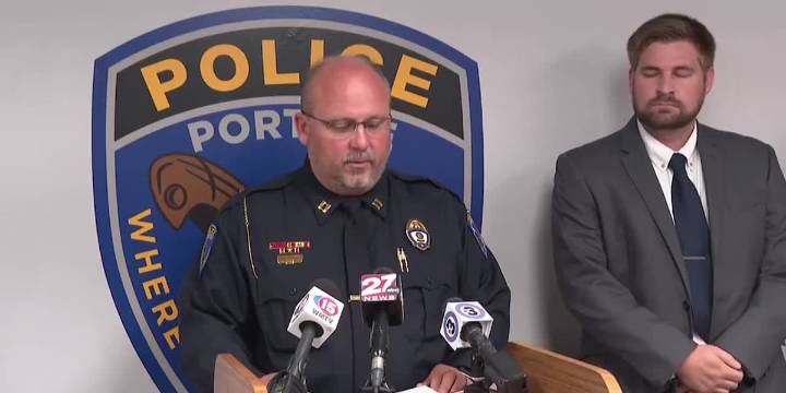 Portage Police Dept. hold press conference after officer is arrested