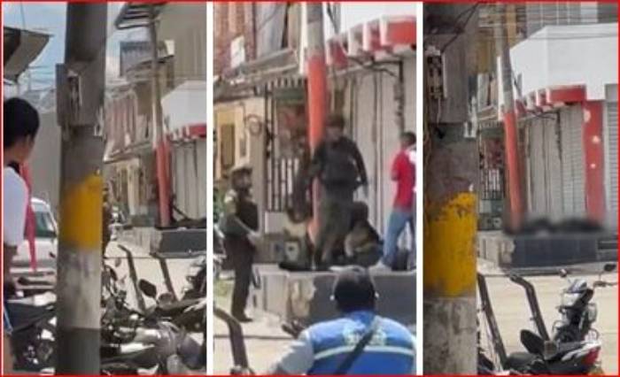 VIDEO momento exacto cuando asesinan a dos polícias en Morales, Cauca