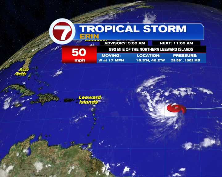 Caribbean officials warn of heavy rains and big waves as Tropical Storm Erin nears
