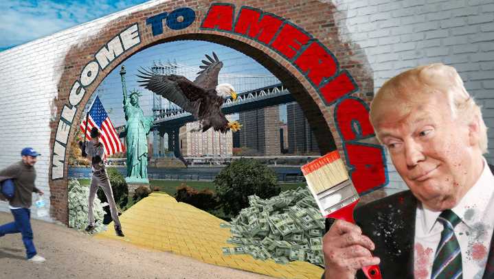 Trump Paints Inviting, Photorealistic Archway To America On Border Wall