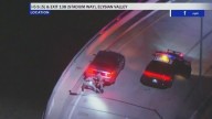 High-speed police chase across LA ends in crash on freeway off