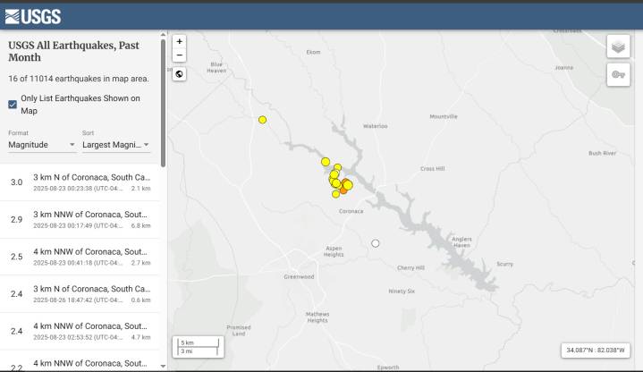 Updated Total Climbs To 16 – Rare Swarm of 11 Earthquakes Rattles South Carolina