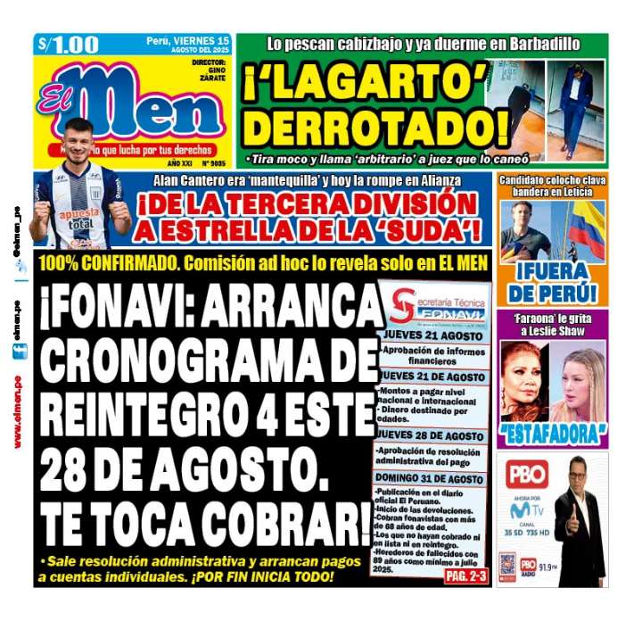 Portada Diario El Men (15/08/2025)