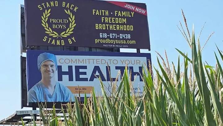 Billboard promoting far-right group Proud Boys springs up in southern Illinois