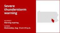 Update: The current severe thunderstorm warning for Lancaster and Lebanon counties will expire at 4:15 p.m.