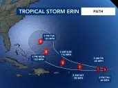 Tropical Storm Erin could be a hurricane by Friday morning, rip currents possible next week