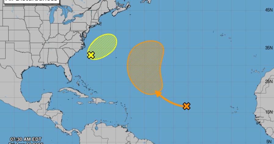 Two disturbances churn in the Atlantic as NHC stops tracking Dexter. Here's the latest.