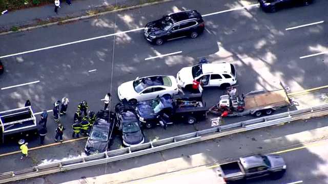 9 cars, including MSP cruiser, involved in Route 1 crash in Saugus, Mass.