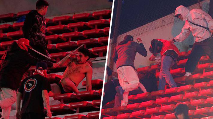 El momento en que una turba de Independiente atacó salvajemente a un grupo de hinchas de la U, sin resguardo policial En Argentina se vivió una jornada extremadamente violenta.