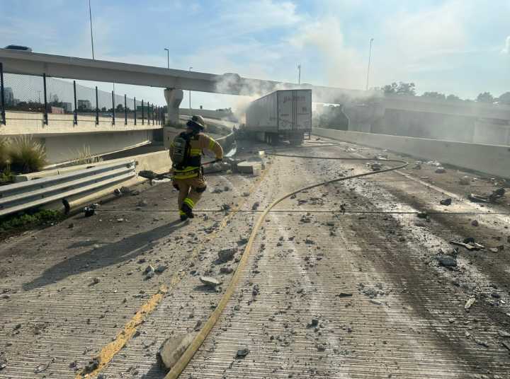 Crash and semi-truck fire at I-4 Westbound at the I-275 junction closed all WB lanes: TFR