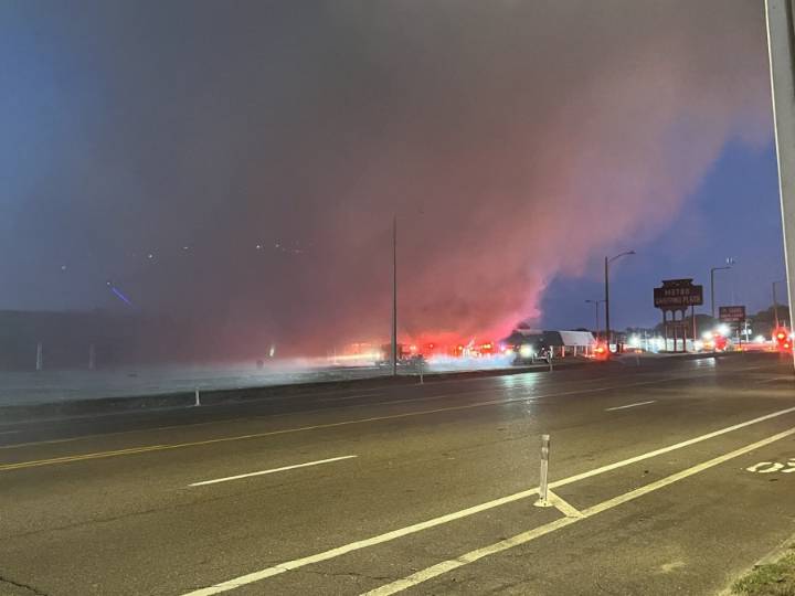 Firefighters battle blaze at vacant shopping center