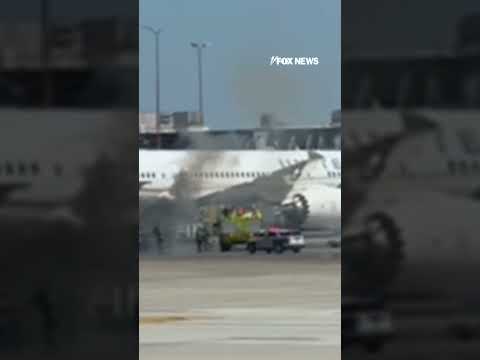 WATCH: Ramp truck at Dulles International Airport catches fire #shorts #dulles #fire #usa