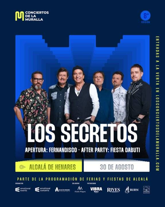 Alcalá de Henares vivirá una noche 80’s y 90’s con Los Secretos, Fernandisco y la Fiesta Dabuti el 30 de agosto
