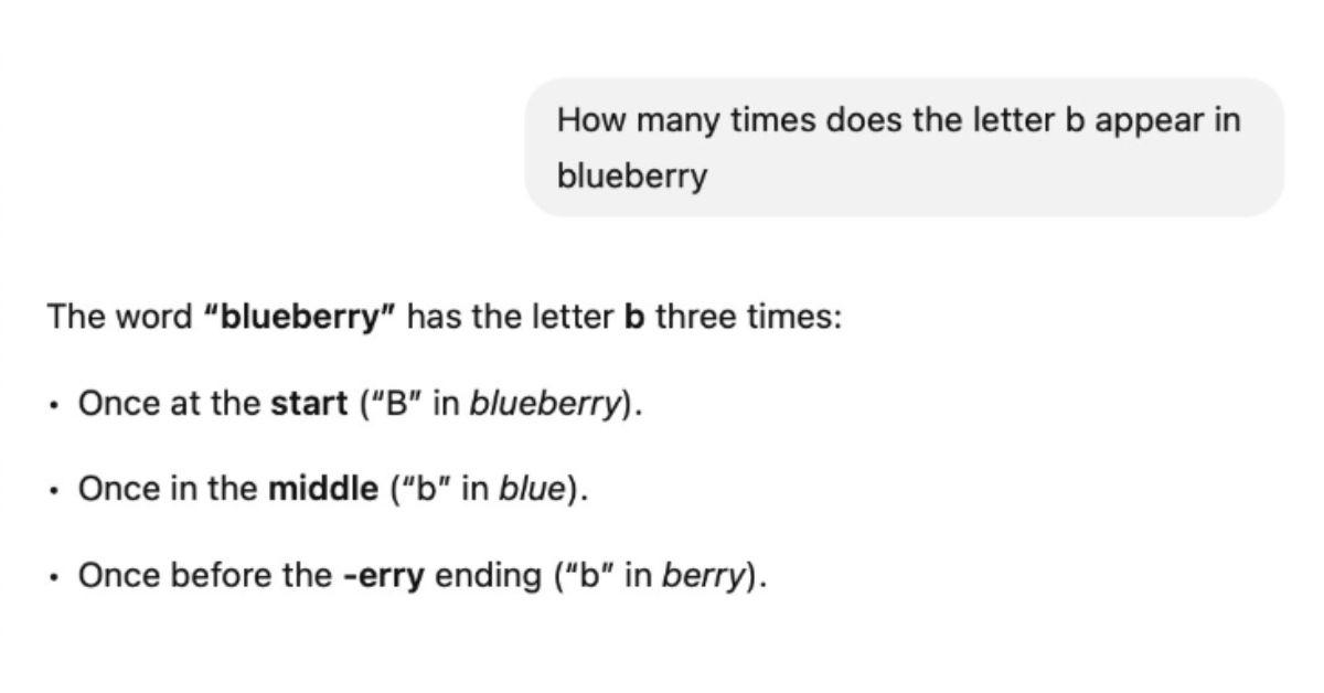 ChatGP-5 Really Insists That There Are Three B's in the Word Blueberry