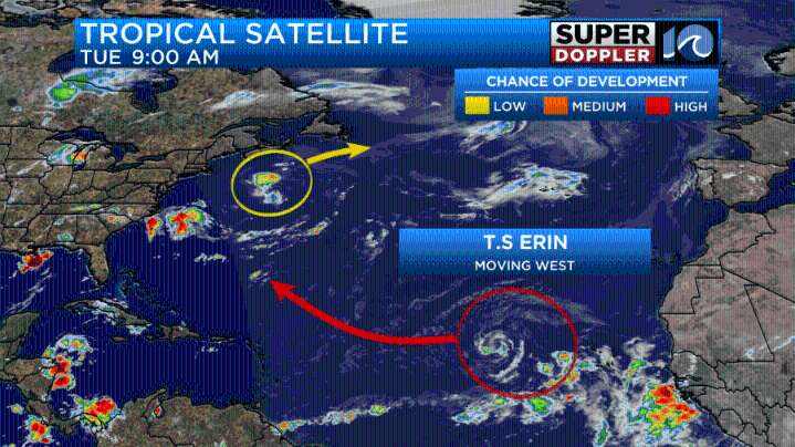 Blog: A few more local storms.  Tracking tropical storm Erin