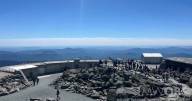 Hurricane Erin's clouds visible from the summit of Mount Washington