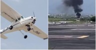 (VIDEO) Se incendia avioneta al aterrizar en Cuernavaca; piloto y alumno resultaron con quemaduras