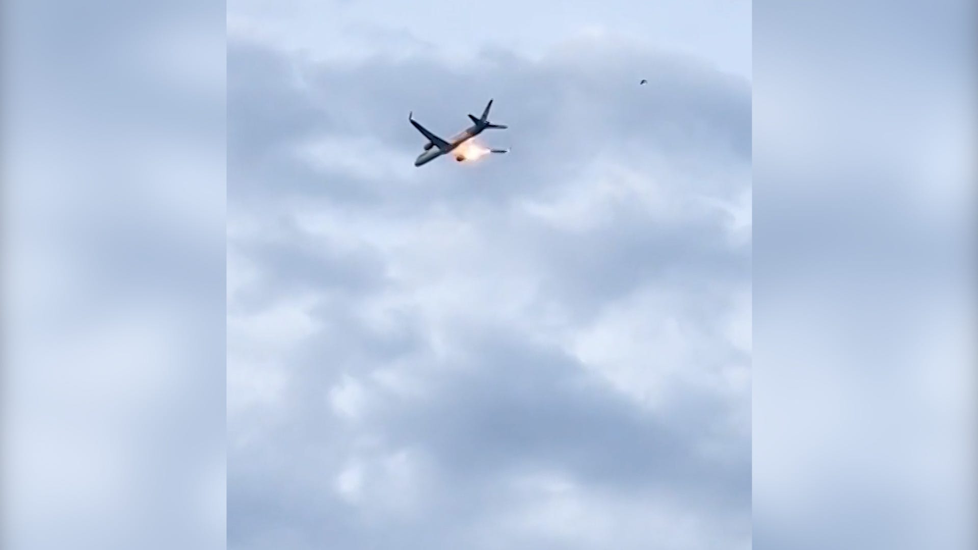 Watch: Plane makes emergency landing after flames shoot from engine