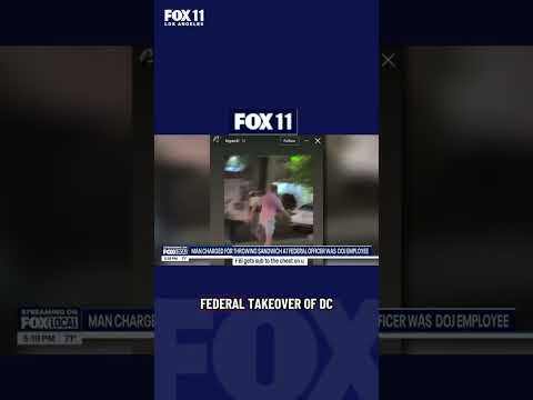 Man throws sandwich at #CBP agent during #Trump #DC takeover