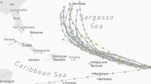 What's the latest path, spaghetti models for Tropical Storm Erin?