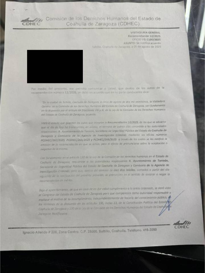 Sin atender Ayuntamiento de Torreón queja en su contra por hechos ocurridos en la marcha del 8M de 2024