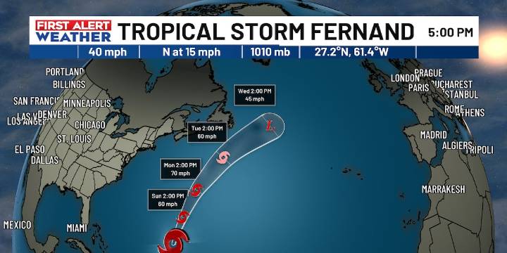 FIRST ALERT: Tropical Storm Fernand forms over the southwestern Atlantic