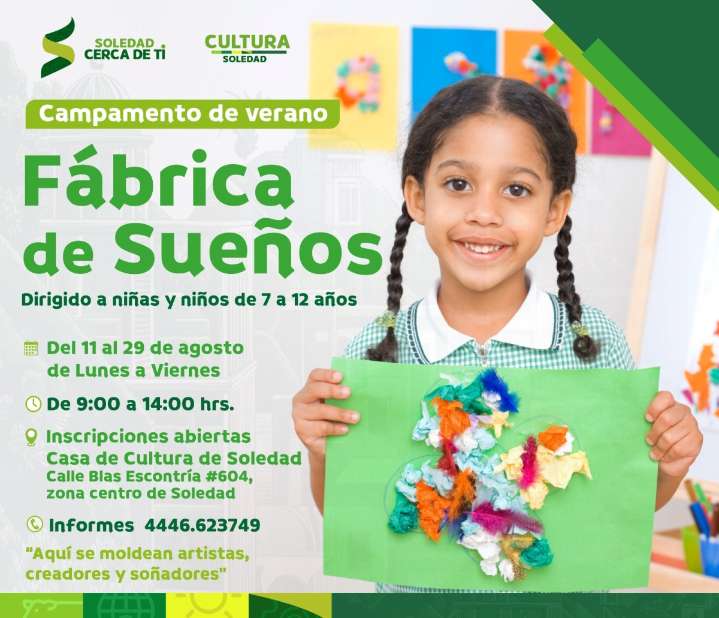TALLER “FÁBRICA DE SUEÑOS” ABRIRÁ SUS PUERTAS PARA FOMENTAR LA CREATIVIDAD INFANTIL EN SOLEDAD