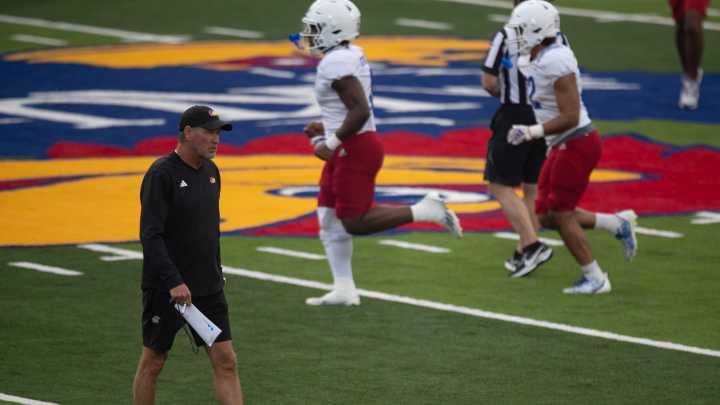 Kansas' Lance Leipold reacts to Big 12 player availability reports
