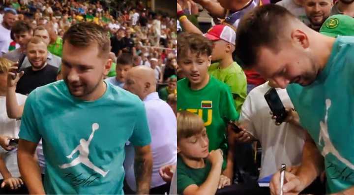 VIDEO: Luka Doncic Hilariously Pretends To Pocket A Kid’s €20 Bill Before Signing It